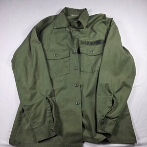US Air Force Utility Shirt Green Mens  Button Up Workwear Size 16-1/2 x 36